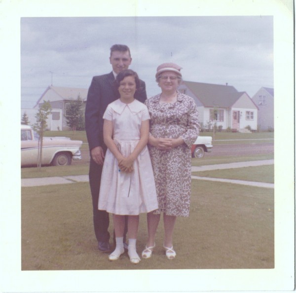 Don and Audrey with their mom, Lillian, Mothers day 1961. Lillian was Jean Walker Foster's mother. Don and Audrey were her younger brother and sister.